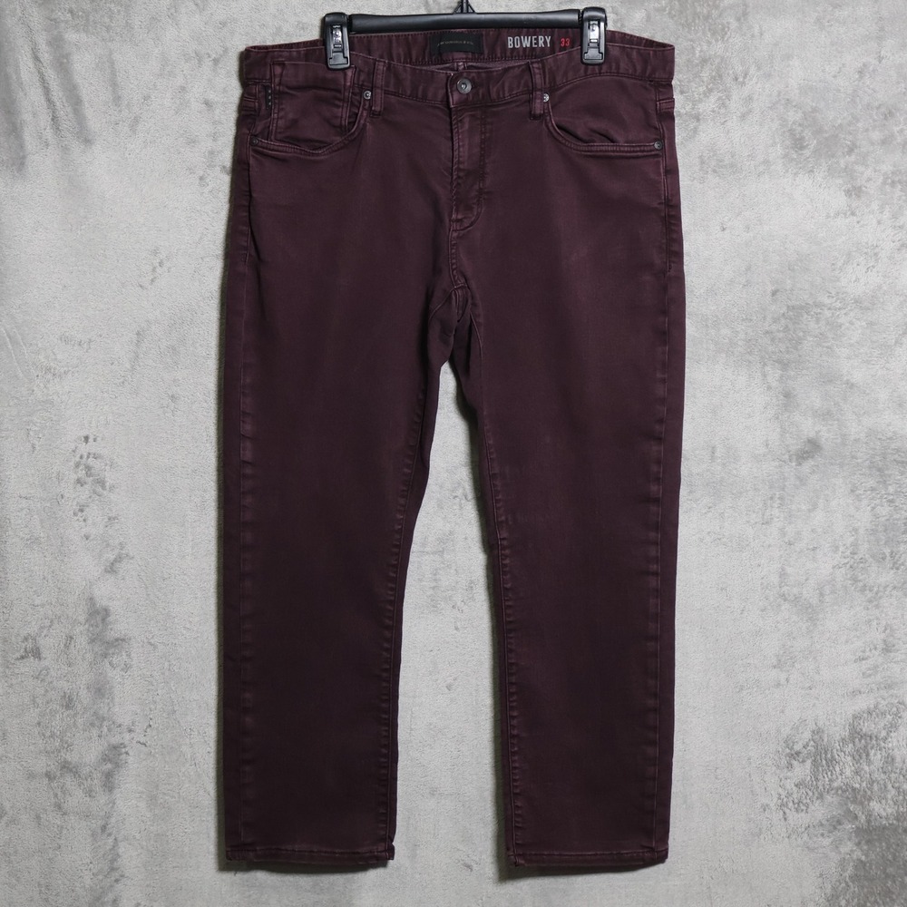 John Varvatos Jeans Mens 35x27.5 Burgundy Red Bowery Slim Straight Stretch Faded